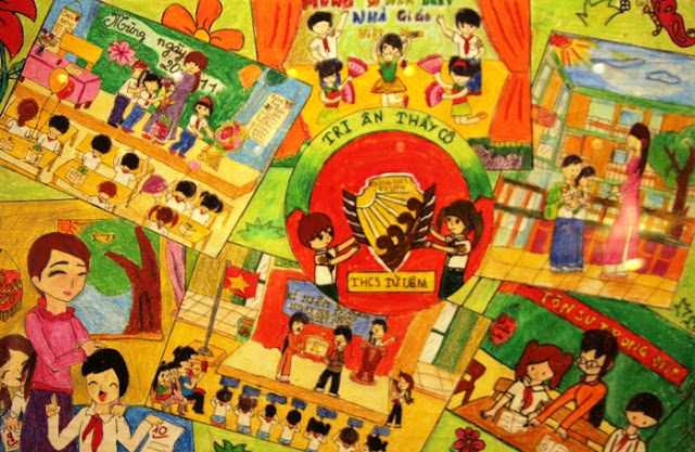 Bộ sưu tập tranh vẽ cô giáo và học sinh, tranh vẽ kỷ niệm 20/11 59
